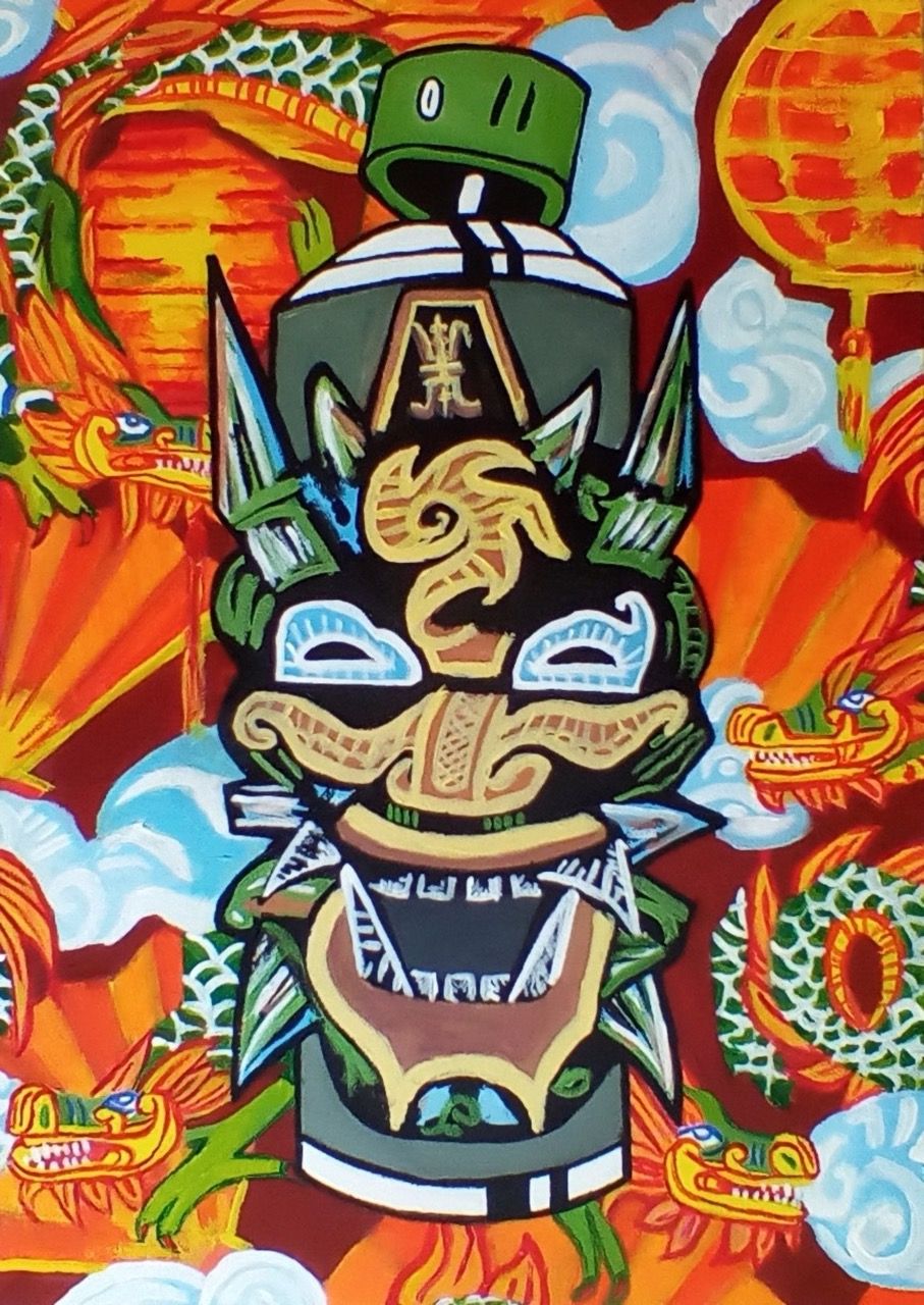 CHINESE DEVIL MASK SPRAYCAN Private Museum